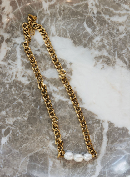 Sophia 3 Pearl Chain Necklace
