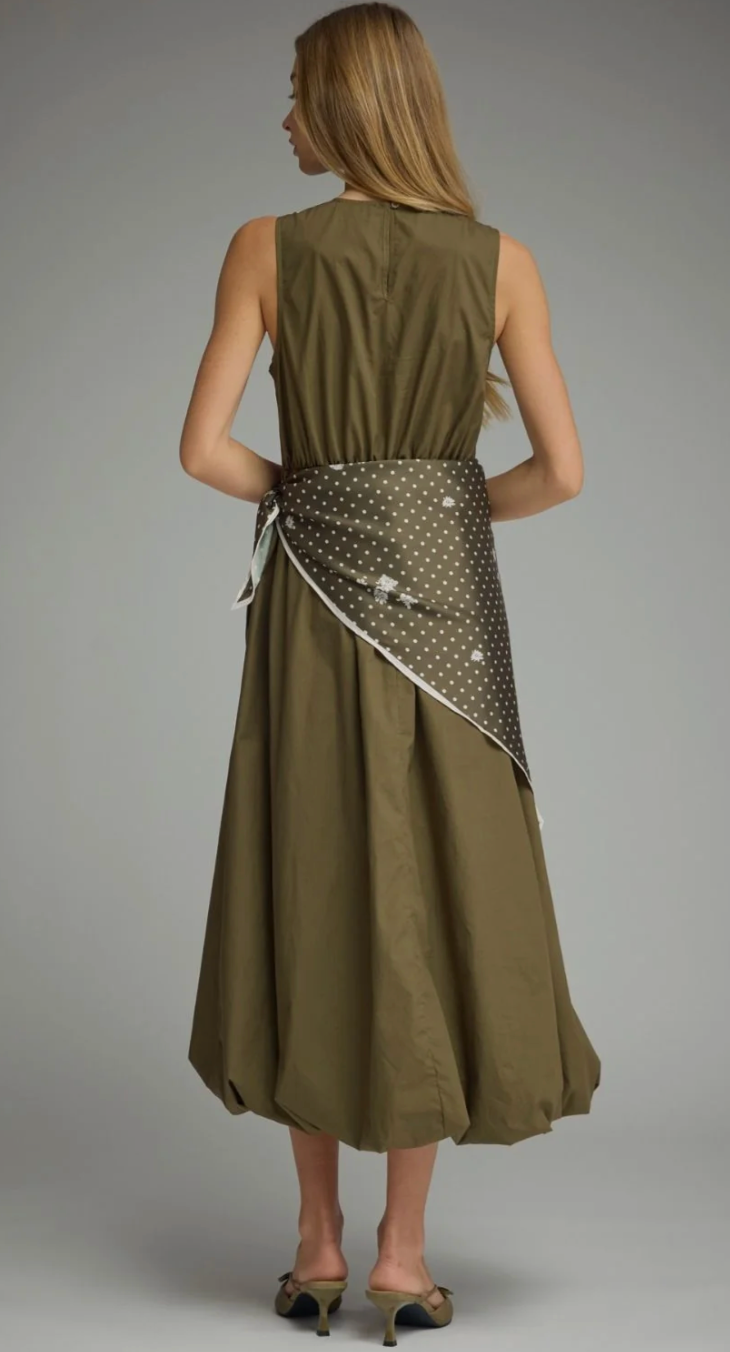 Daphne Midi Scarf Dress in Olive