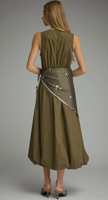 Daphne Midi Scarf Dress in Olive