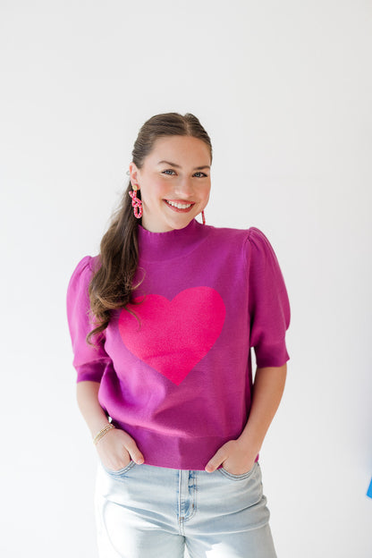 Russel Heart Puff Sleeve Sweater