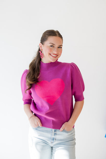 Russel Heart Puff Sleeve Sweater