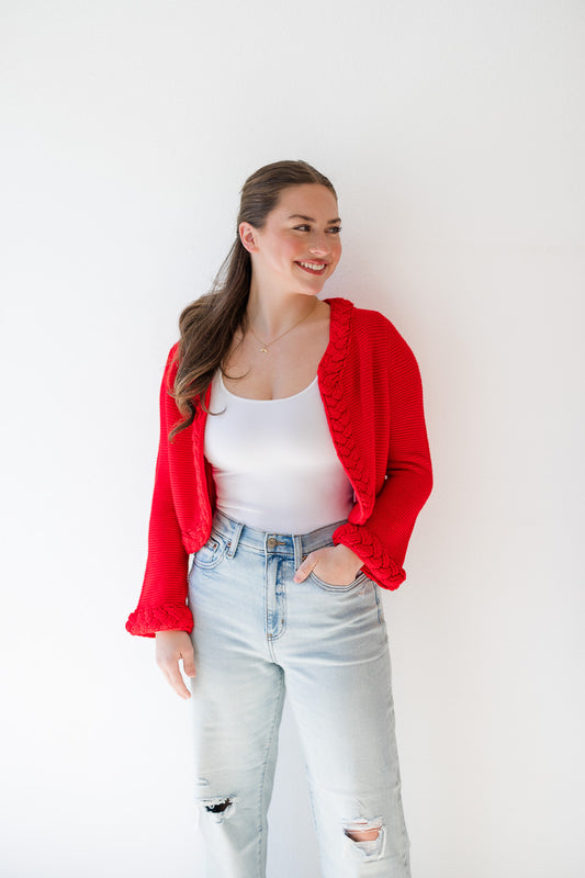 Honey Cardigan in Red