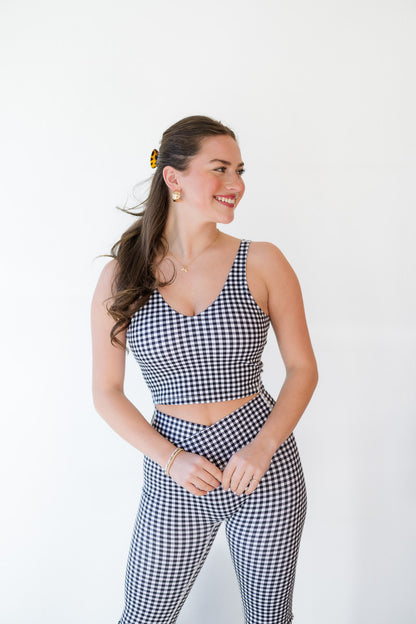 Black Gingham Aligned Cropped Top