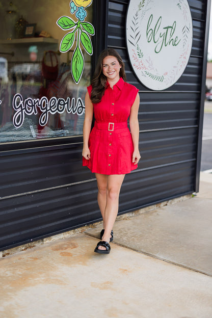 Holly Linen Belt Mini Dress