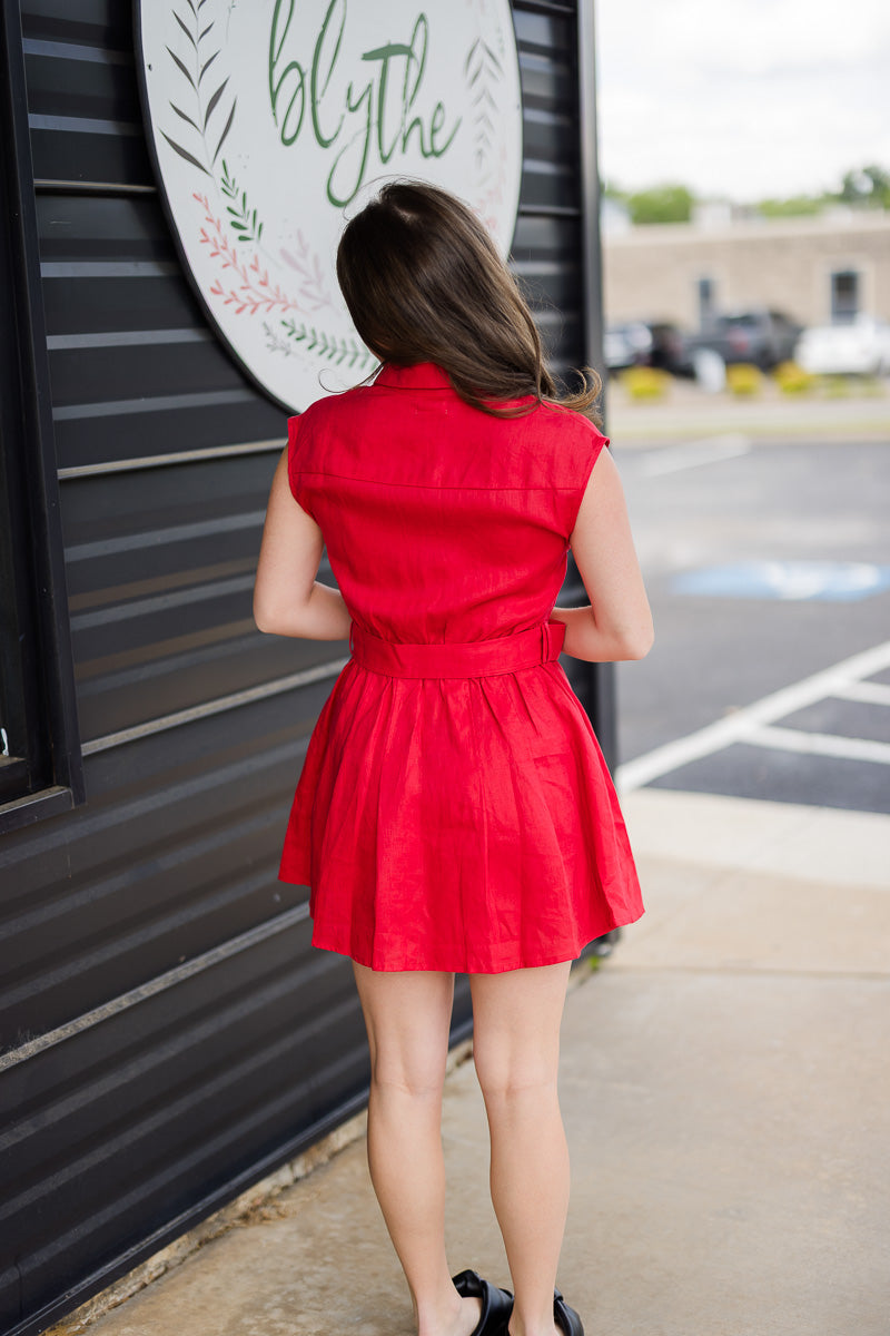 Holly Linen Belt Mini Dress