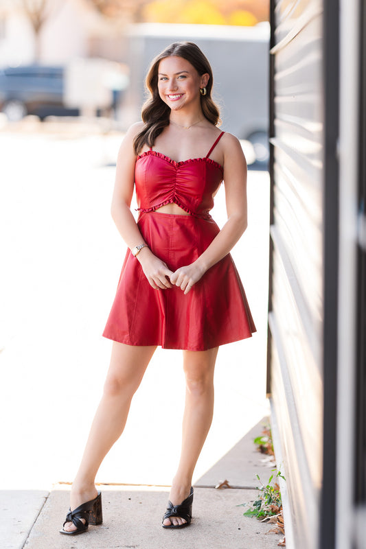 FINAL SALE Ruby Cutout Mini Dress in Red