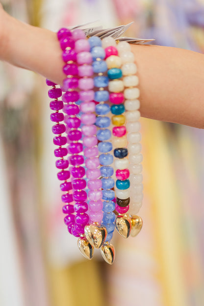 Chunky Beaded Gold Heart Necklace