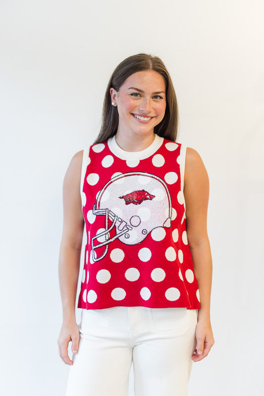 Arkansas Polka Dot Helmet Knit Tank