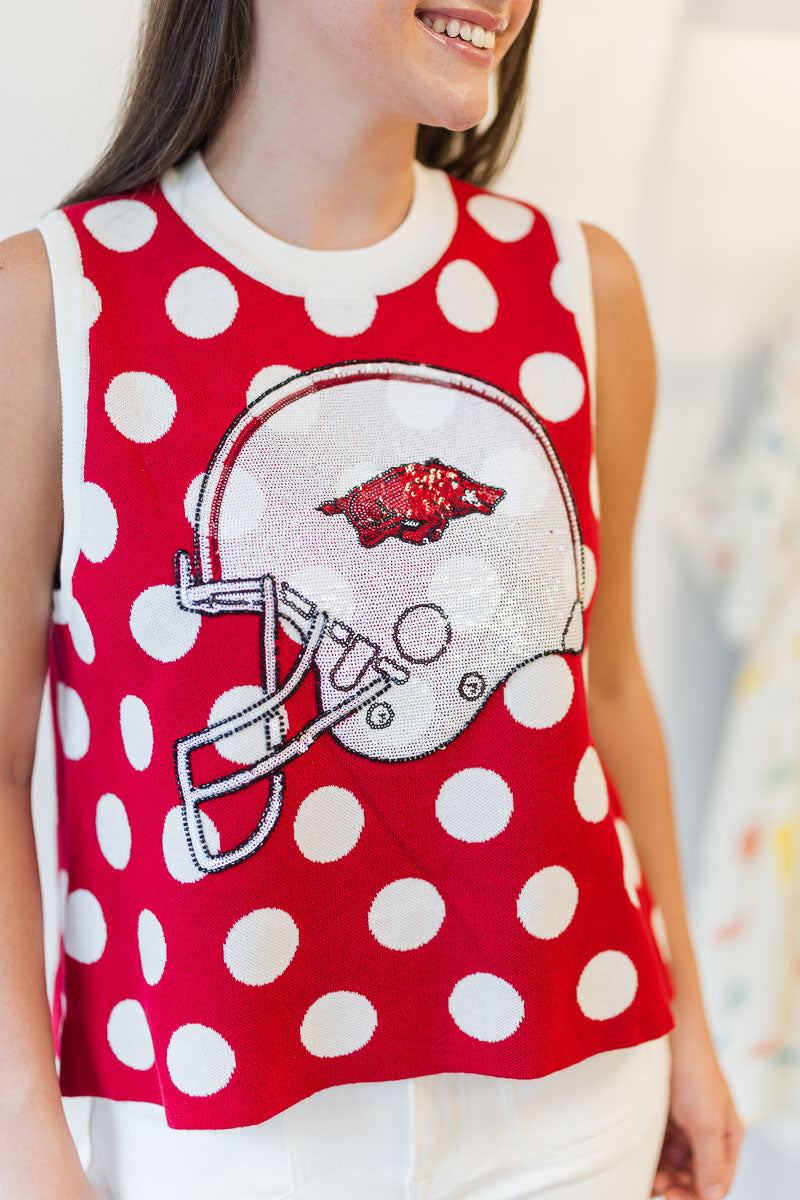 Arkansas Polka Dot Helmet Knit Tank