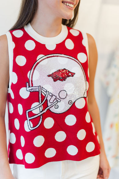 Arkansas Polka Dot Helmet Knit Tank