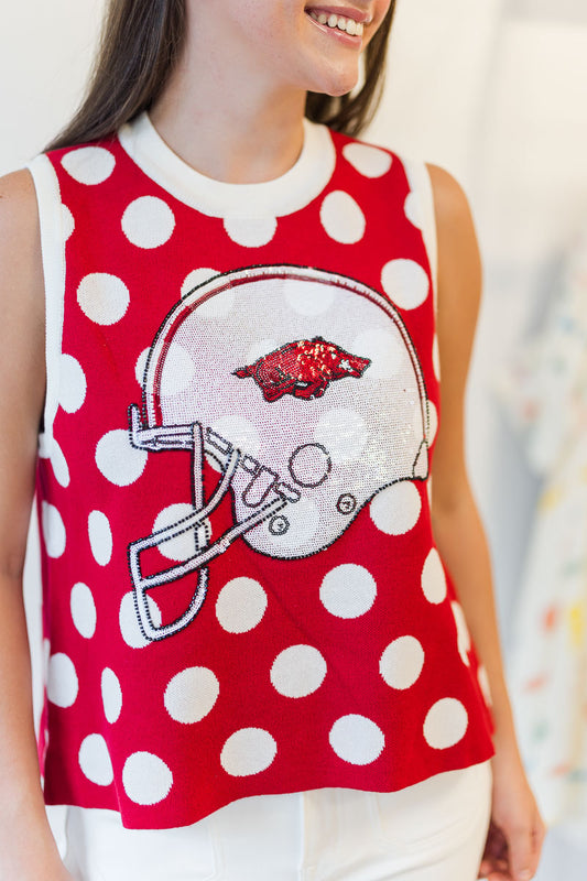 Arkansas Polka Dot Helmet Knit Tank