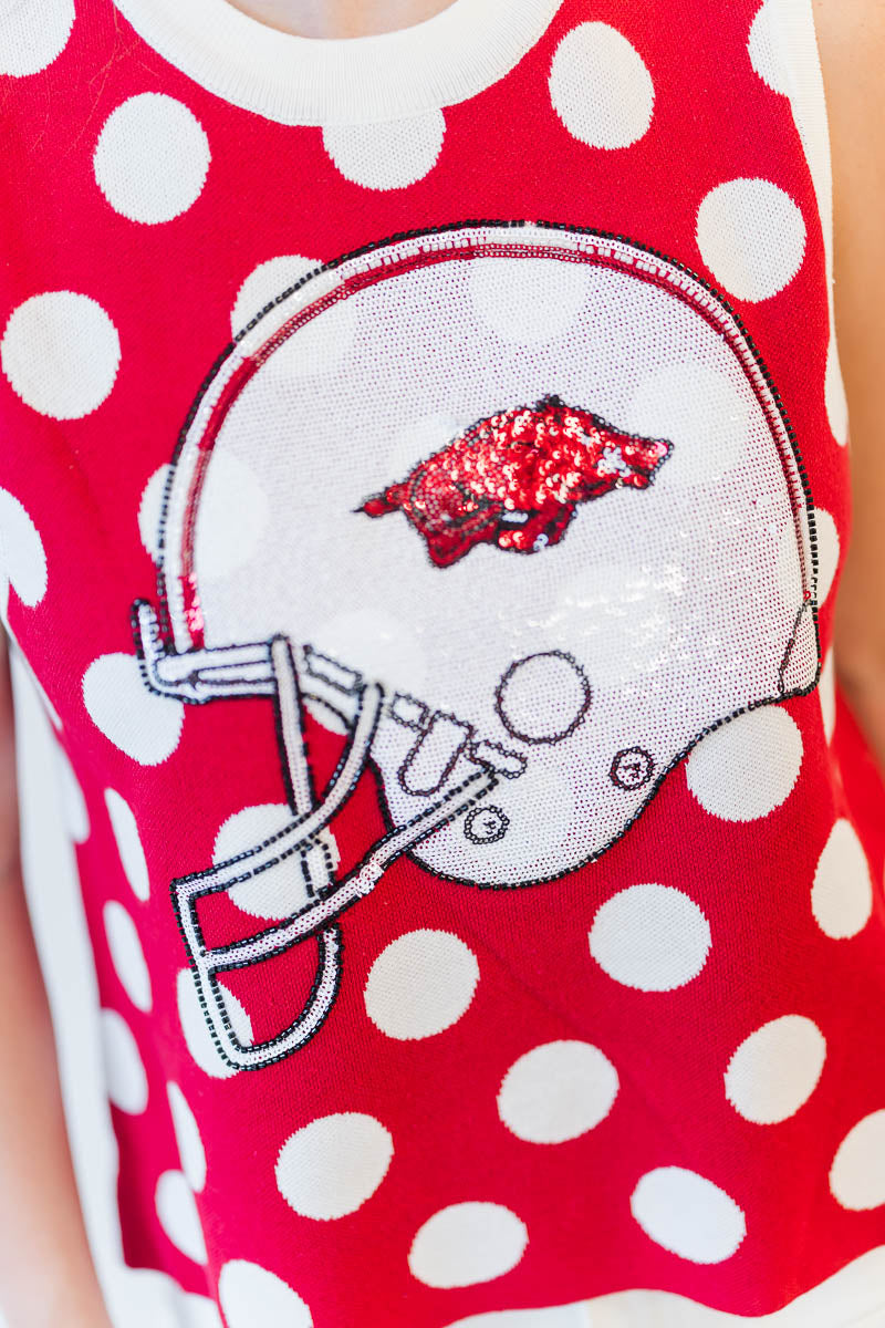 Arkansas Polka Dot Helmet Knit Tank