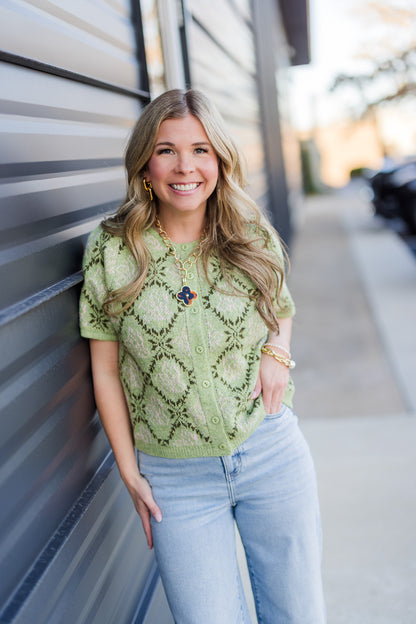 Short Sleeve Sweater in Avocado