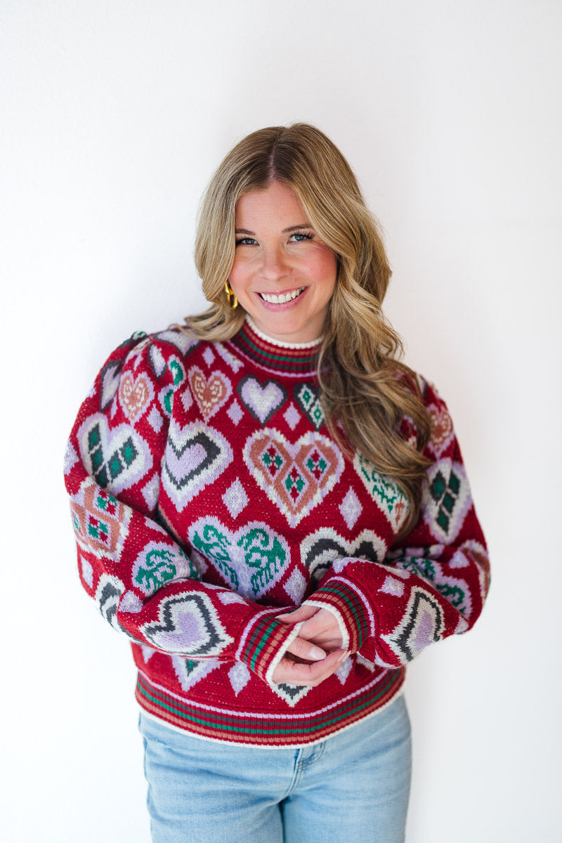 Heart Sweater in Wine