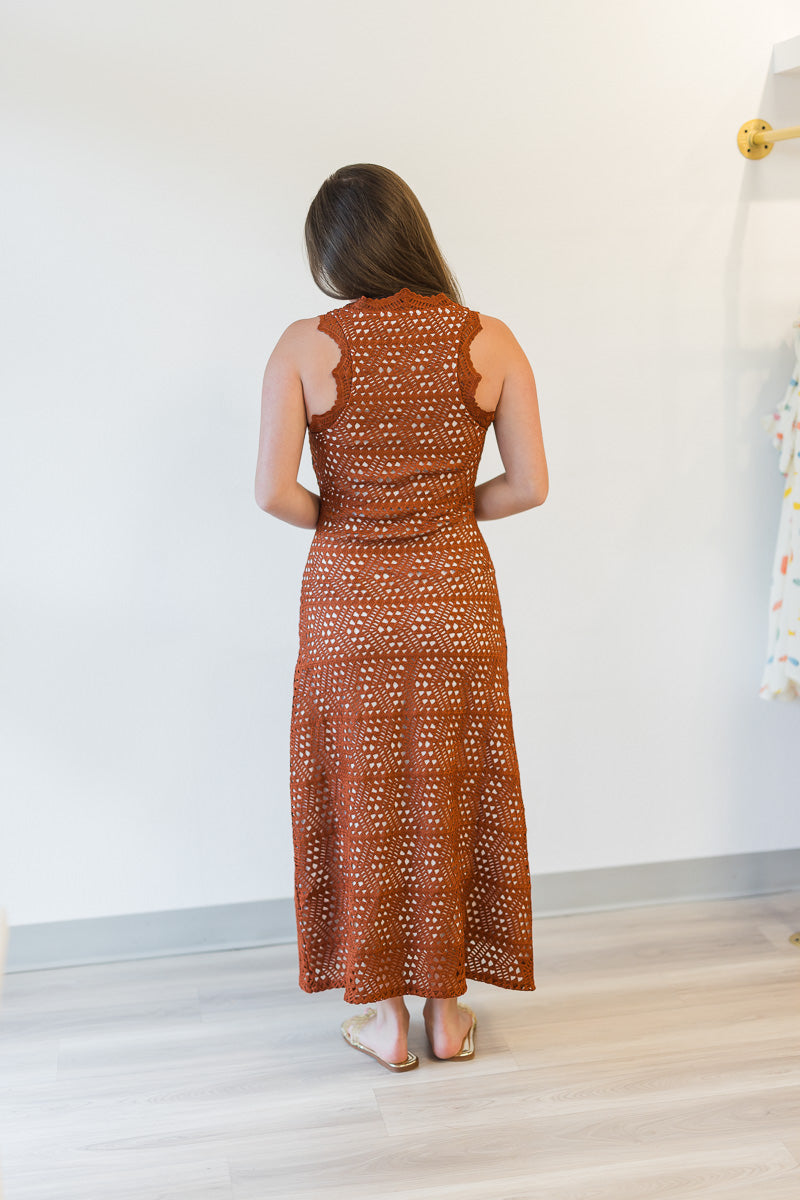 Rustic Charm Crochet Midi Dress