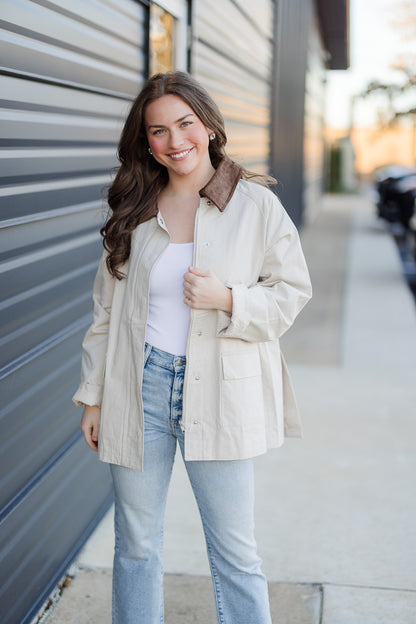 FINAL SALE Taupe Collar Oversized Jacket