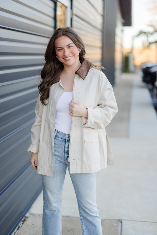 Taupe Collar Oversized Jacket