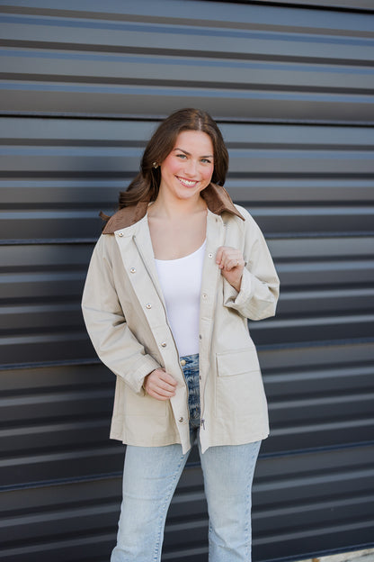 FINAL SALE Taupe Collar Oversized Jacket