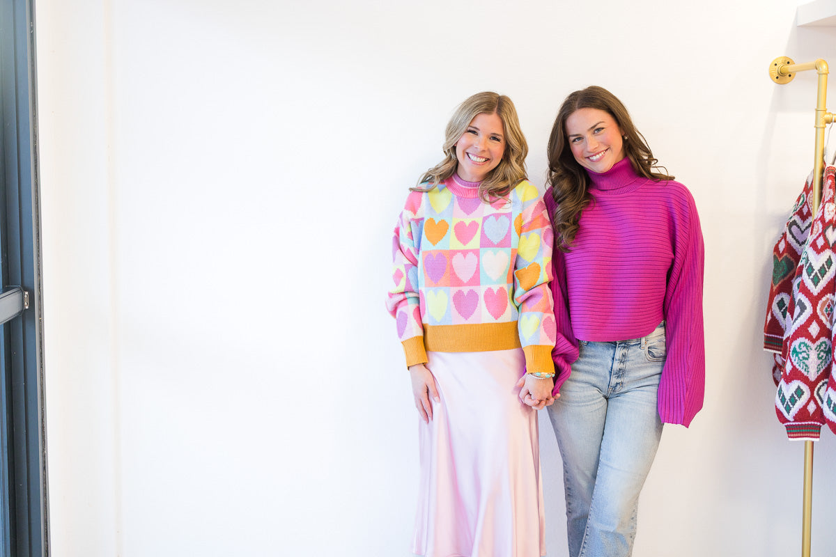 Fuchsia Mock Neck Wide Sleeve Top