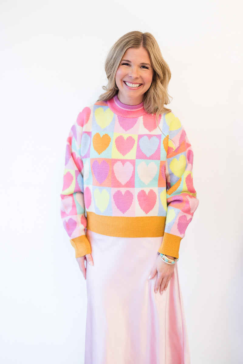 Mock Neck Heart Sweater