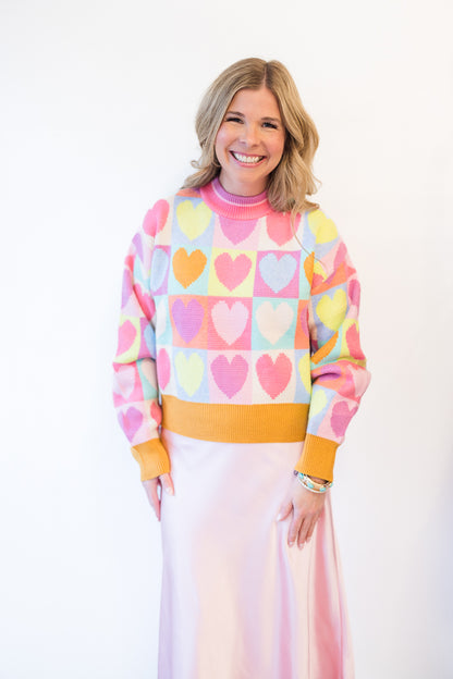 Mock Neck Heart Sweater