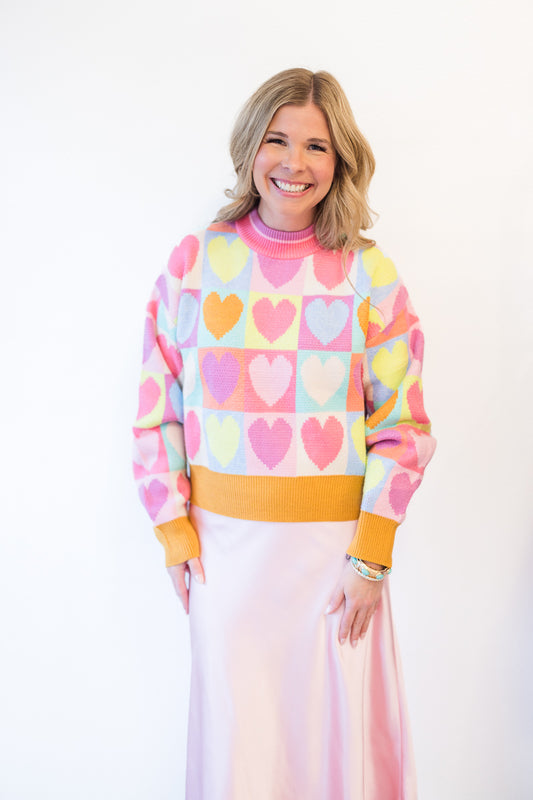 Mock Neck Heart Sweater