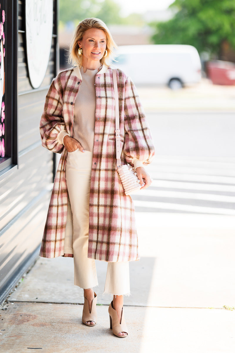 FINAL SALE Cameron Coat in Blush Plaid