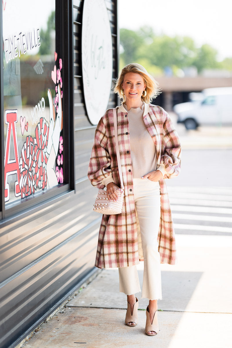 FINAL SALE Cameron Coat in Blush Plaid
