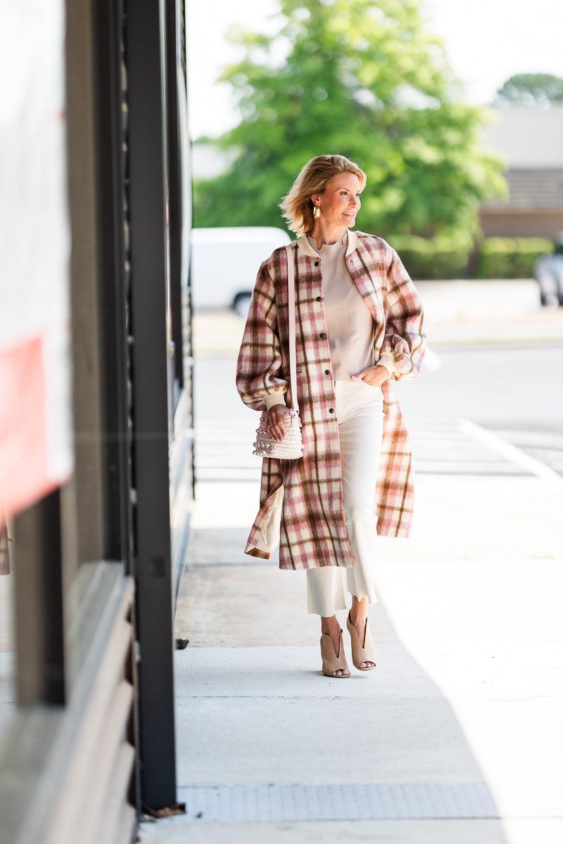 FINAL SALE Cameron Coat in Blush Plaid