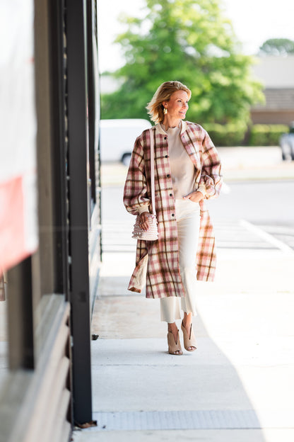 FINAL SALE Cameron Coat in Blush Plaid