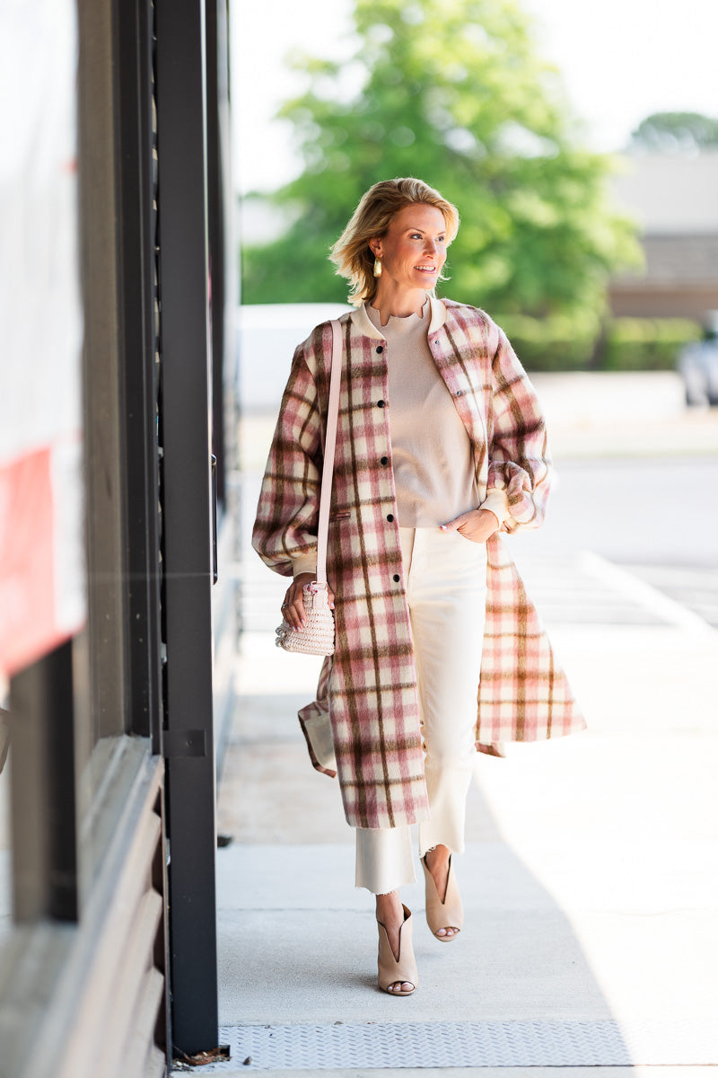 FINAL SALE Cameron Coat in Blush Plaid