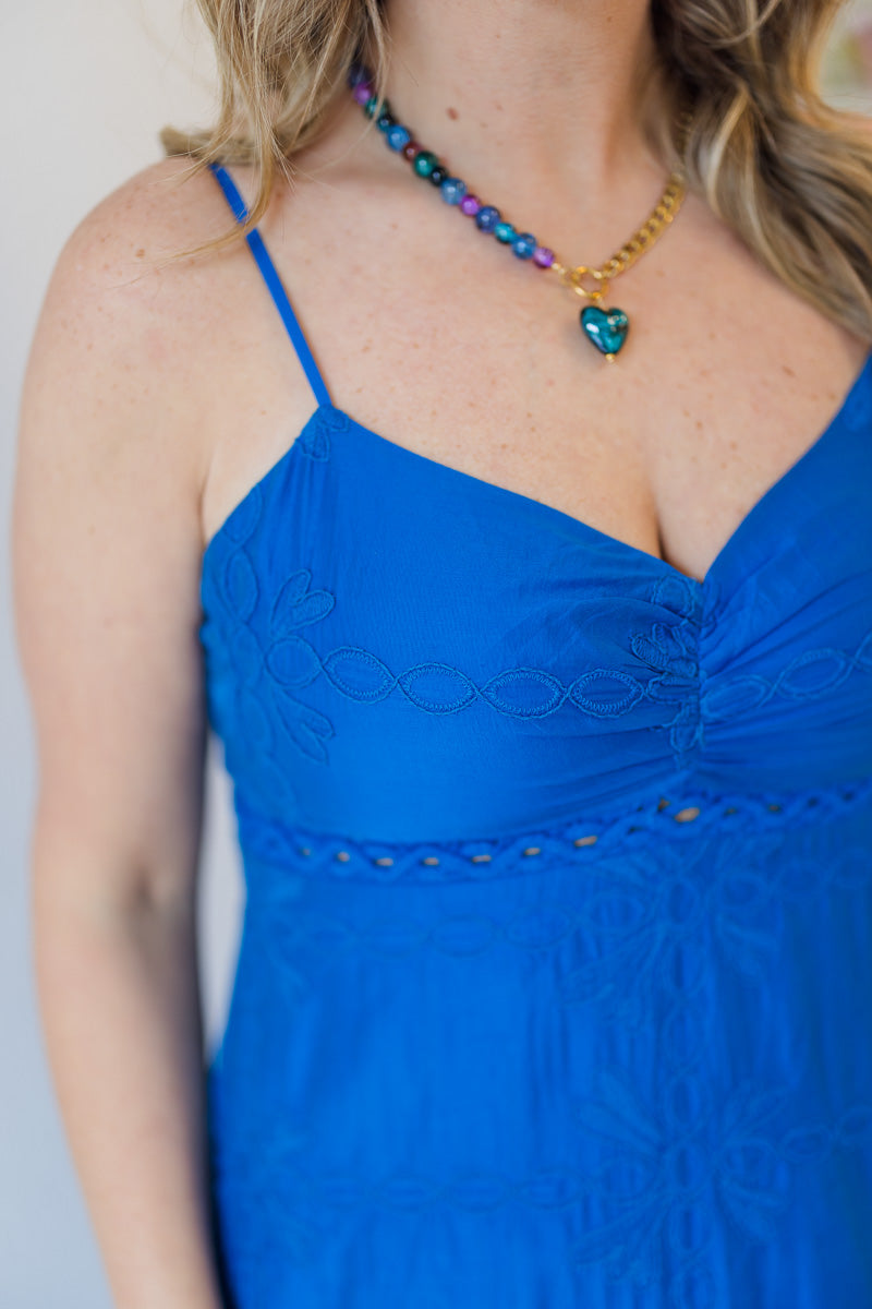 Abigail Embroidered Empire Midi Dress