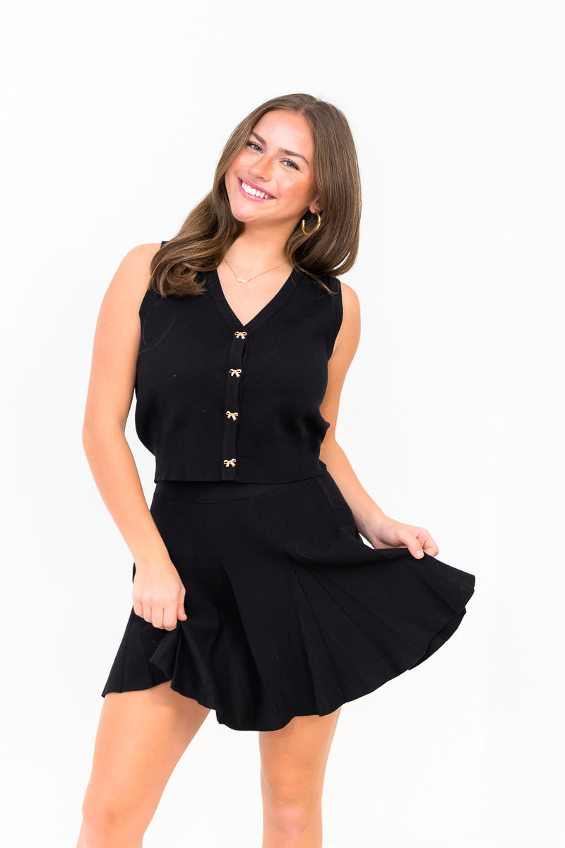 FINAL SALE Abby Knit Vest and Pleated Mini Skirt Set