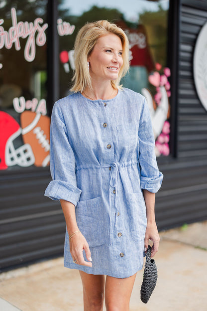 FINAL SALE The Mason Dress in Denim Linen
