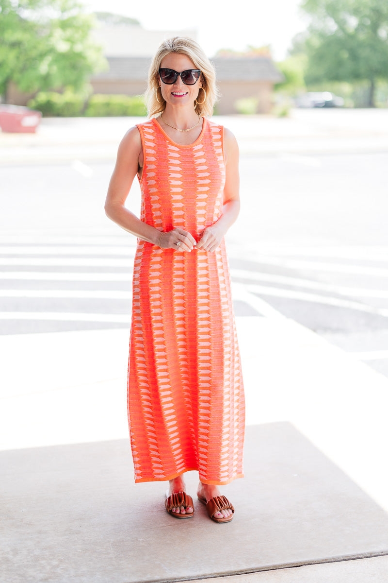 Margot Midi Dress in Bright Orange