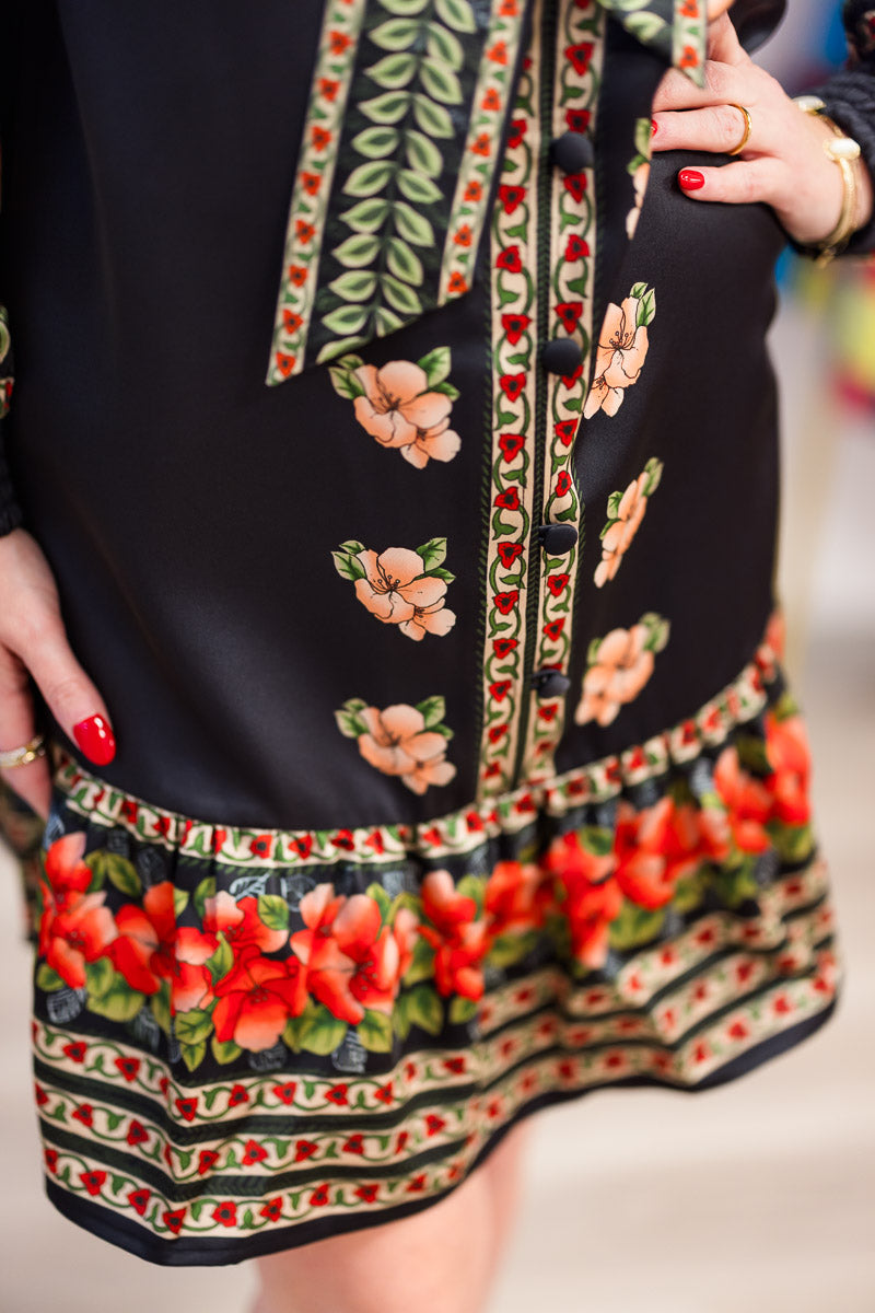 FINAL SALE Brit Bow Dress in Garland Stripe