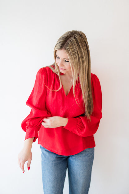 Final Sale-Phoebe Top in Lipstick