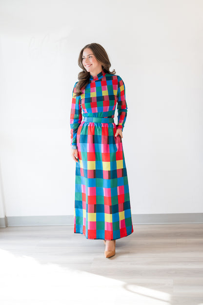 FINAL SALE Daphne Skirt in Holiday Check