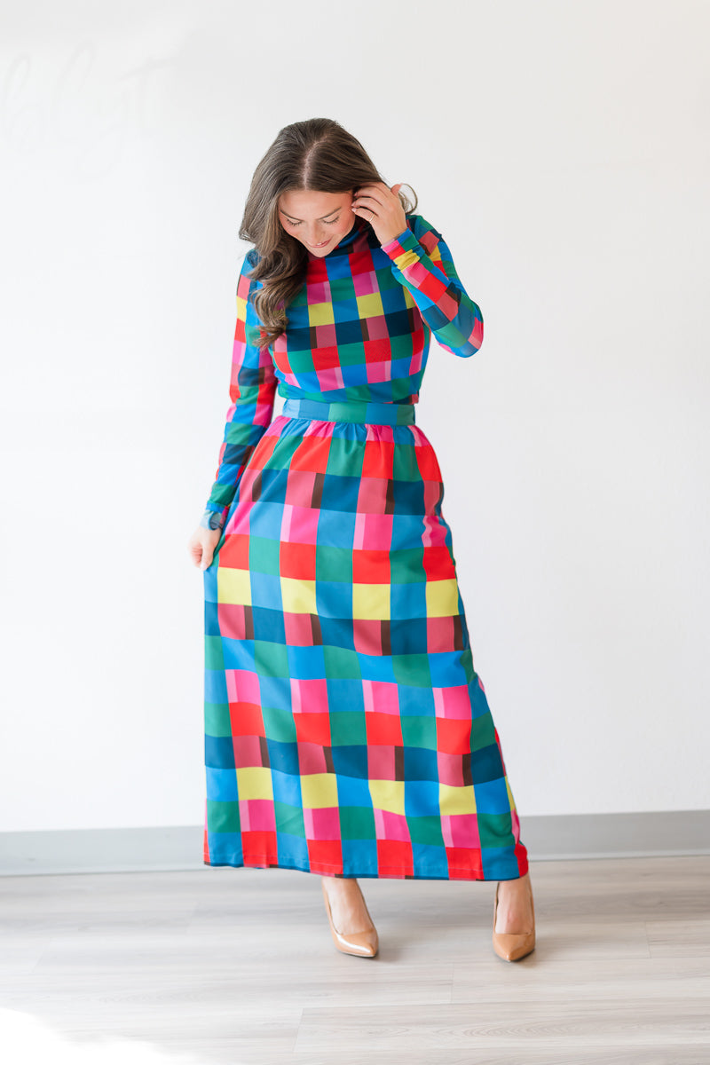 FINAL SALE Daphne Skirt in Holiday Check