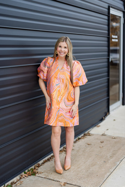 FINAL SALE Puff Sleeve Textured Dress