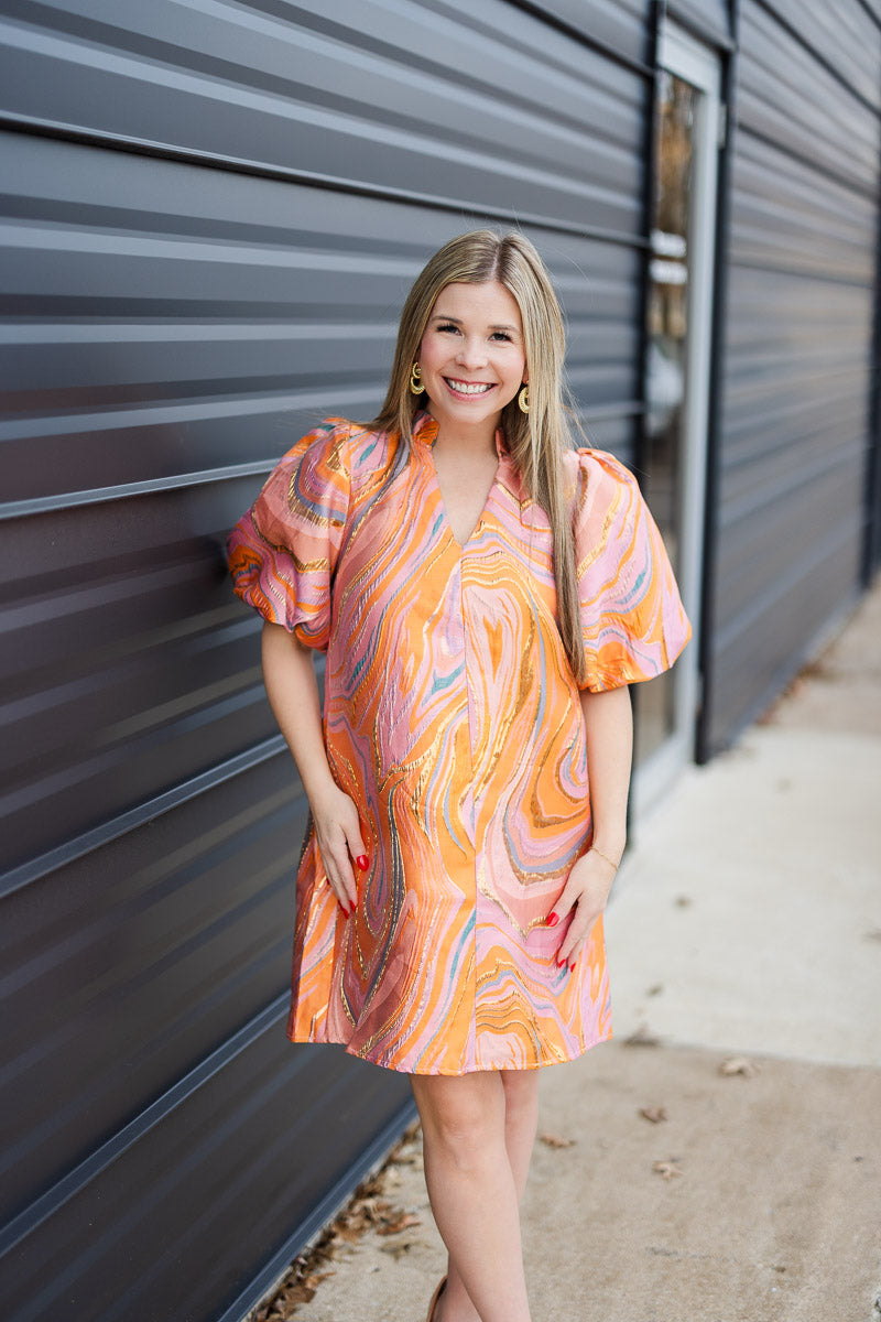 FINAL SALE Puff Sleeve Textured Dress