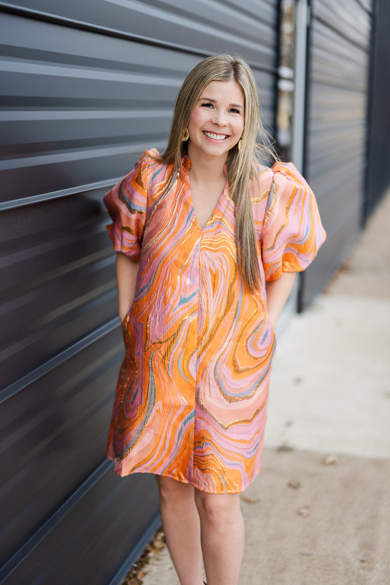 FINAL SALE Puff Sleeve Textured Dress