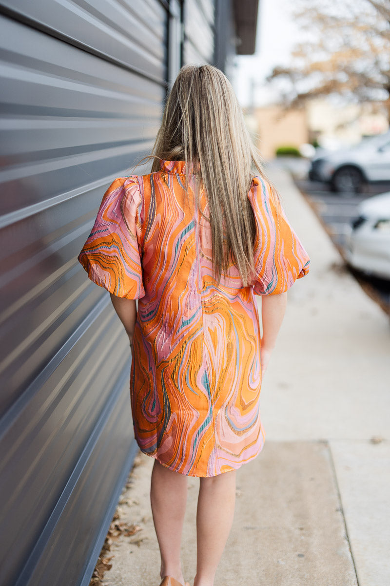 FINAL SALE Puff Sleeve Textured Dress