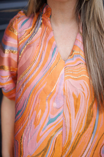 FINAL SALE Puff Sleeve Textured Dress