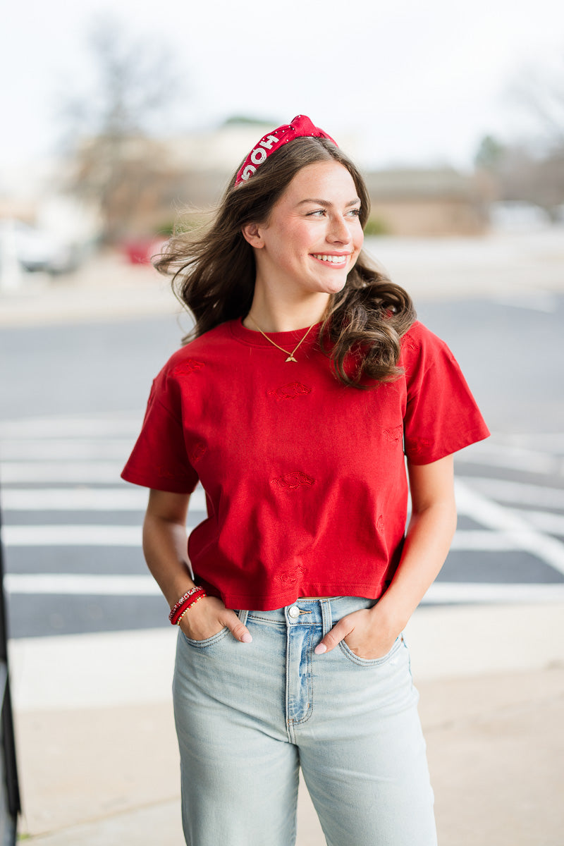 Arkansas Heavyweight Crop Tee