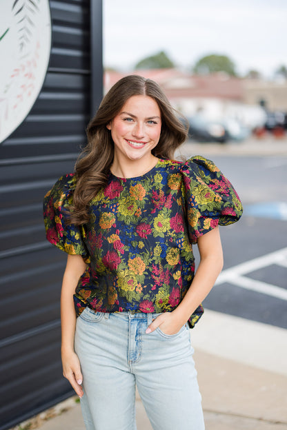 FINAL SALE Puff Sleeve Textured Detail Top