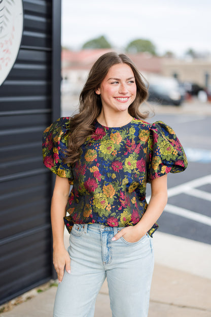 FINAL SALE Puff Sleeve Textured Detail Top