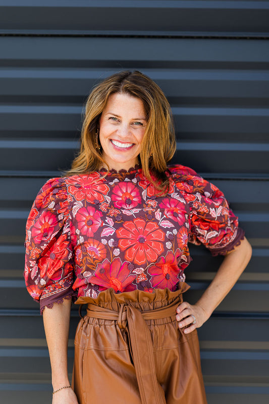 FINAL SALE Gigi Tapestry Blouse in Brown