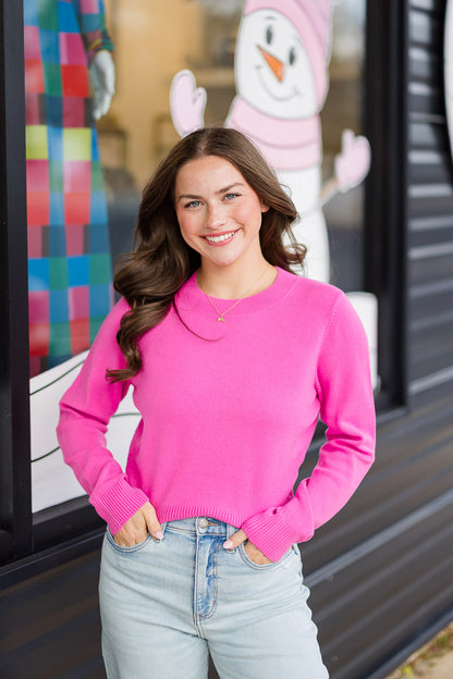 Taffy Pink Crew Neck Long Sleeve