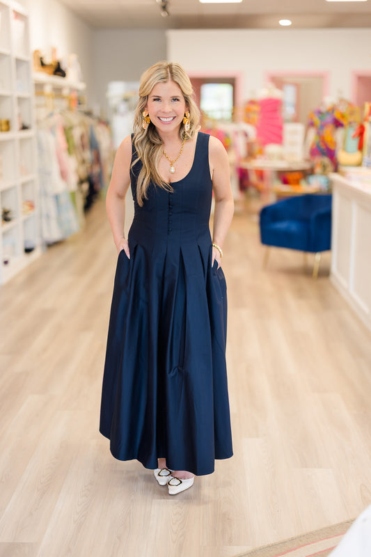 Cotton Sateen Midi Dress